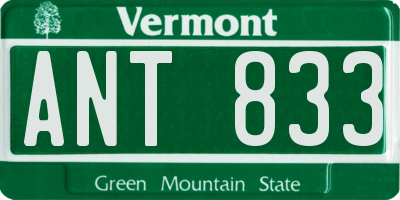 VT license plate ANT833