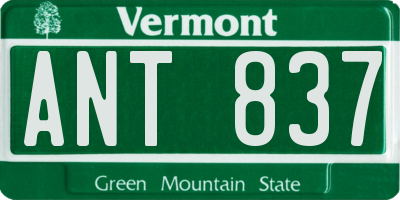 VT license plate ANT837
