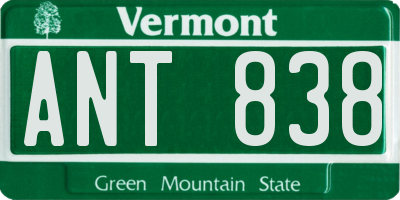 VT license plate ANT838