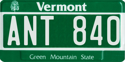 VT license plate ANT840