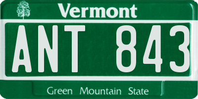 VT license plate ANT843