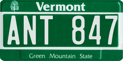 VT license plate ANT847