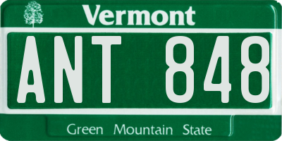 VT license plate ANT848