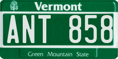 VT license plate ANT858