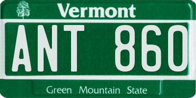VT license plate ANT860