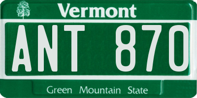 VT license plate ANT870