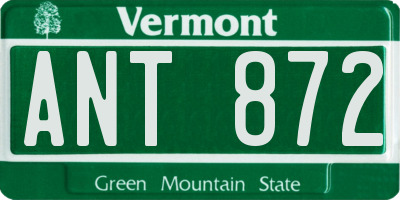 VT license plate ANT872