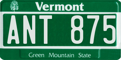 VT license plate ANT875