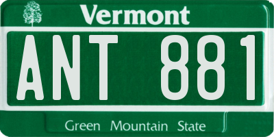 VT license plate ANT881