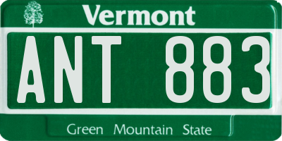 VT license plate ANT883