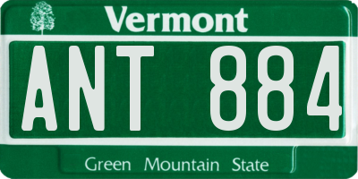 VT license plate ANT884