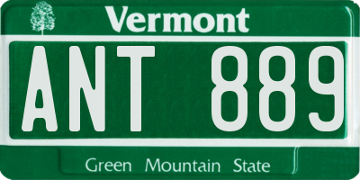 VT license plate ANT889