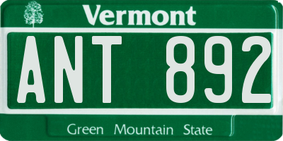 VT license plate ANT892