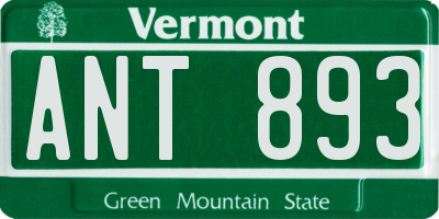 VT license plate ANT893
