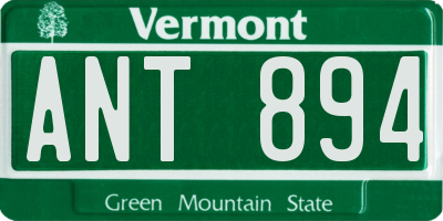 VT license plate ANT894