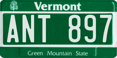 VT license plate ANT897
