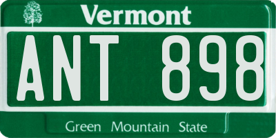 VT license plate ANT898
