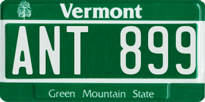 VT license plate ANT899