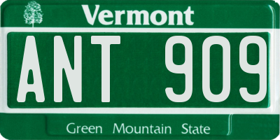 VT license plate ANT909