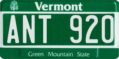 VT license plate ANT920