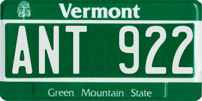 VT license plate ANT922