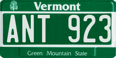 VT license plate ANT923