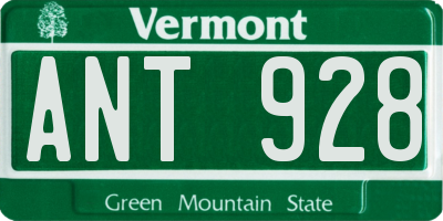 VT license plate ANT928