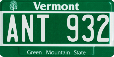 VT license plate ANT932