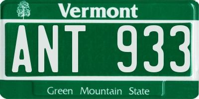 VT license plate ANT933