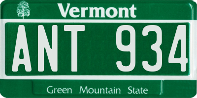 VT license plate ANT934