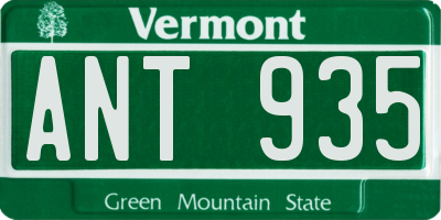 VT license plate ANT935