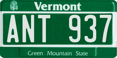 VT license plate ANT937
