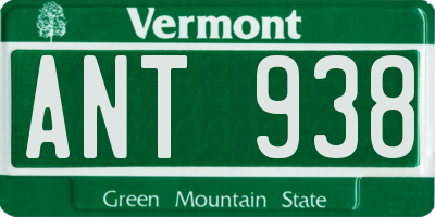 VT license plate ANT938