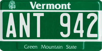 VT license plate ANT942