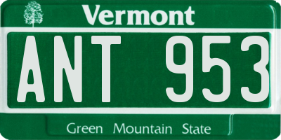 VT license plate ANT953