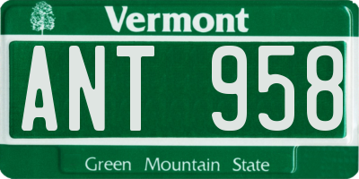 VT license plate ANT958