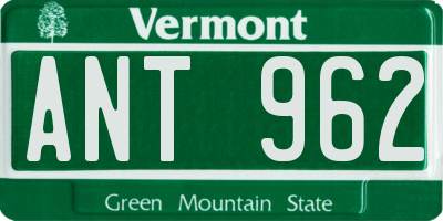 VT license plate ANT962