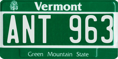 VT license plate ANT963
