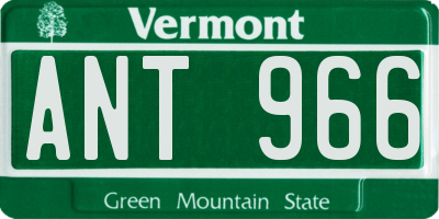 VT license plate ANT966
