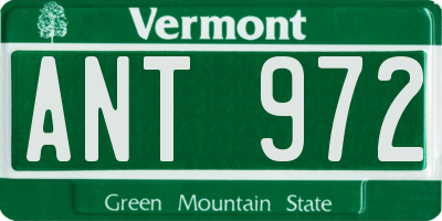 VT license plate ANT972
