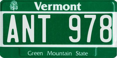VT license plate ANT978