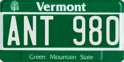 VT license plate ANT980