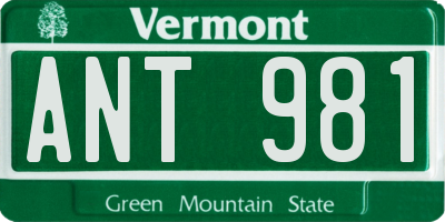 VT license plate ANT981