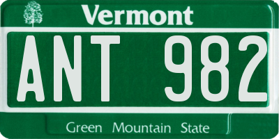 VT license plate ANT982