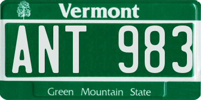 VT license plate ANT983
