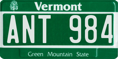 VT license plate ANT984