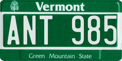VT license plate ANT985
