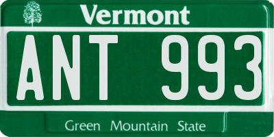 VT license plate ANT993
