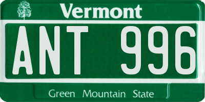 VT license plate ANT996