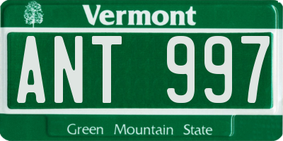 VT license plate ANT997